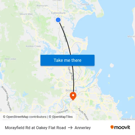 Morayfield Rd at Oakey Flat Road to Annerley map
