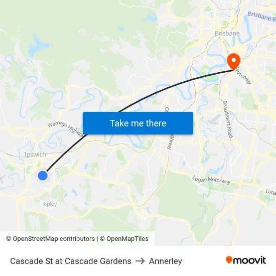 Cascade St at Cascade Gardens to Annerley map