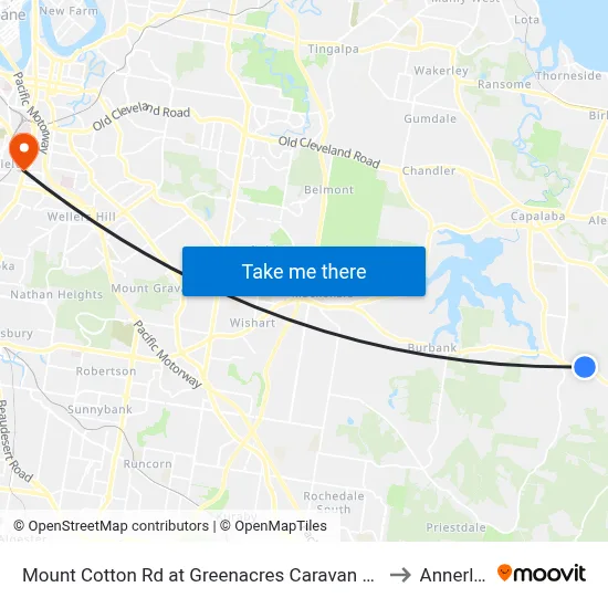 Mount Cotton Rd at Greenacres Caravan Park to Annerley map