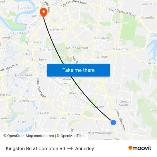 Kingston Rd at Compton Rd to Annerley map