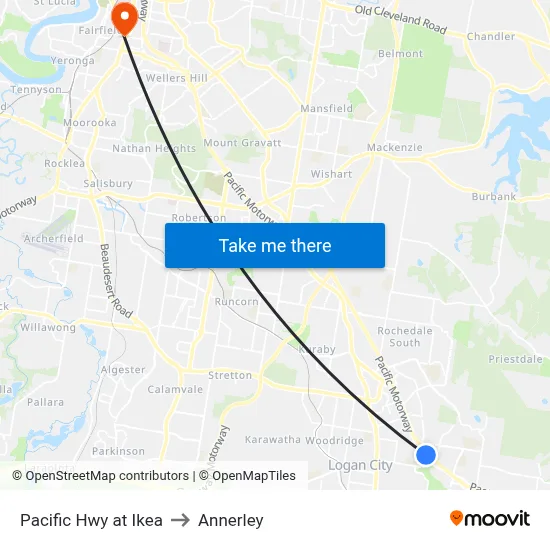 Pacific Hwy at Ikea to Annerley map