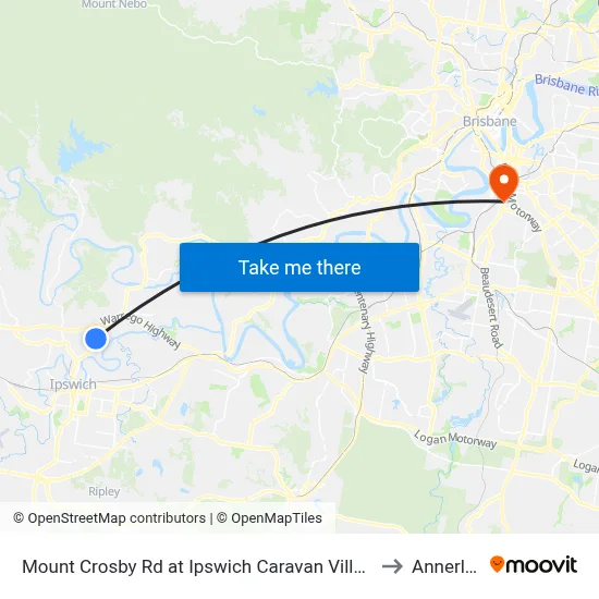 Mount Crosby Rd at Ipswich Caravan Village to Annerley map