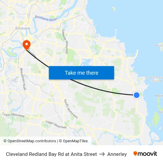 Cleveland Redland Bay Rd at Anita Street to Annerley map
