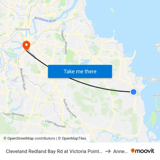 Cleveland Redland Bay Rd at Victoria Point High School to Annerley map