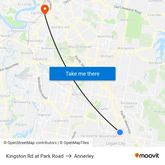 Kingston Rd at Park Road to Annerley map