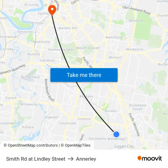 Smith Rd at Lindley Street to Annerley map