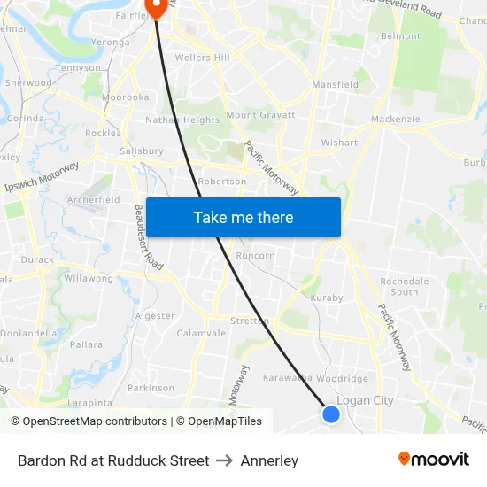 Bardon Rd at Rudduck Street to Annerley map