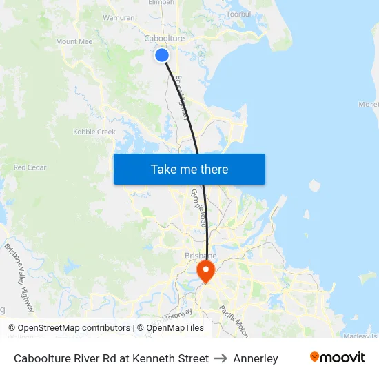 Caboolture River Rd at Kenneth Street to Annerley map