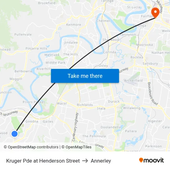 Kruger Pde at Henderson Street to Annerley map