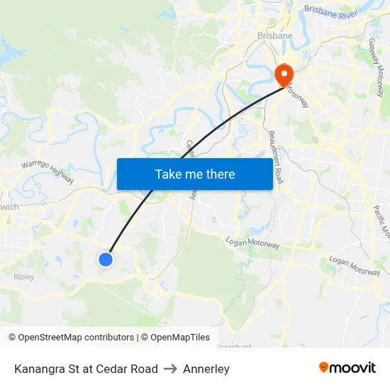 Kanangra St at Cedar Road to Annerley map