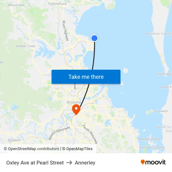 Oxley Ave at Pearl Street to Annerley map