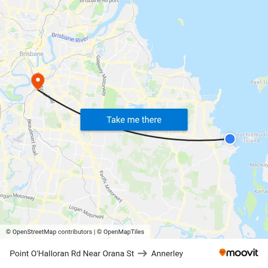 Point O'Halloran Rd Near Orana St to Annerley map