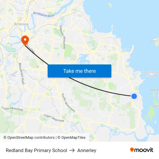 Redland Bay Primary School to Annerley map
