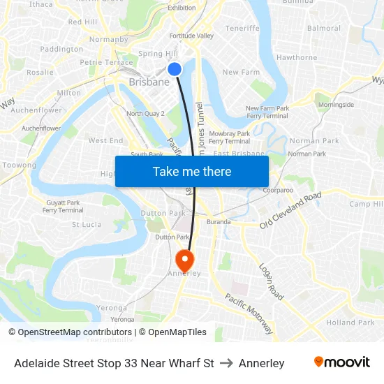 Adelaide Street Stop 33 Near Wharf St to Annerley map
