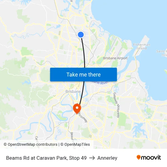 Beams Rd at Caravan Park, Stop 49 to Annerley map