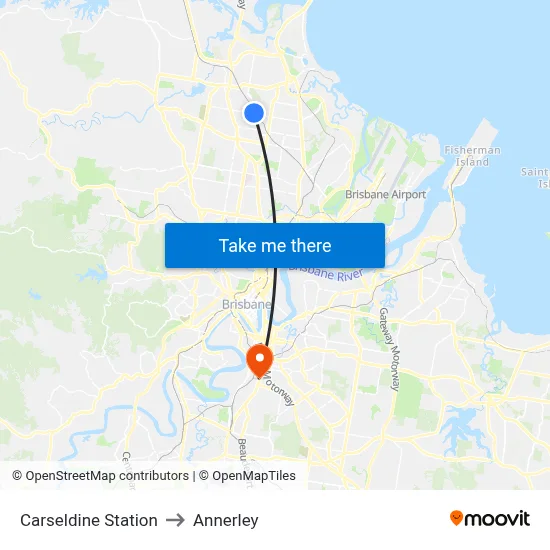 Carseldine Station to Annerley map
