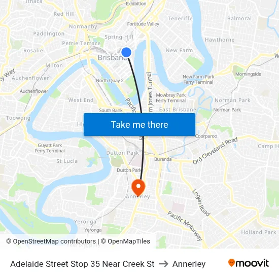 Adelaide Street Stop 35 Near Creek St to Annerley map