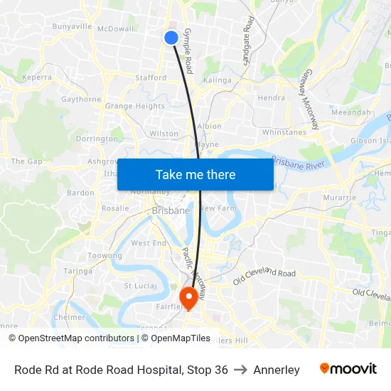 Rode Rd at Rode Road Hospital, Stop 36 to Annerley map