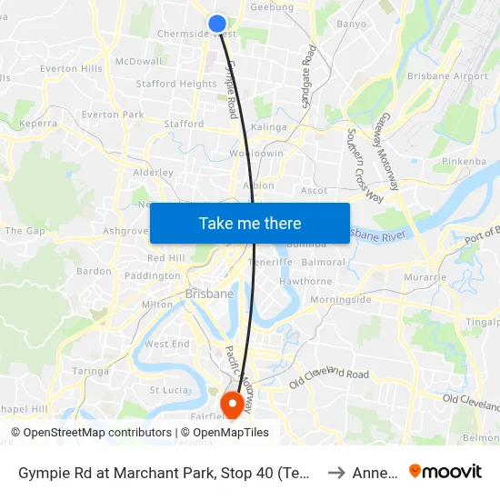 Gympie Rd at Marchant Park, Stop 40 (Temp Closure) to Annerley map
