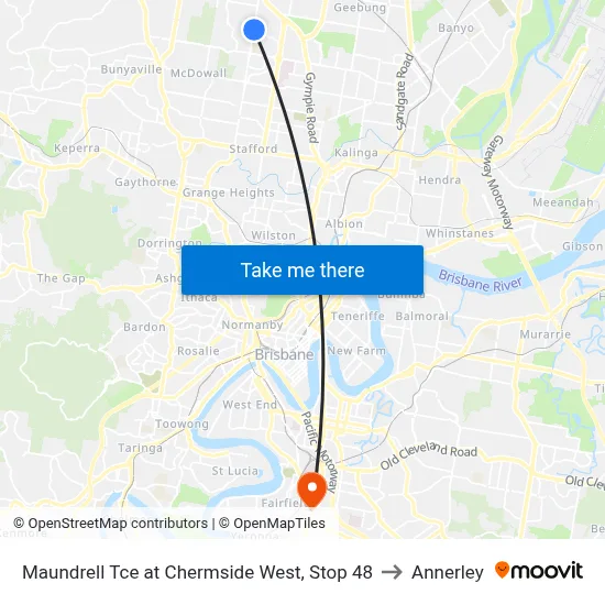 Maundrell Tce at Chermside West, Stop 48 to Annerley map