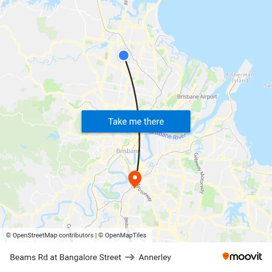 Beams Rd at Bangalore Street to Annerley map