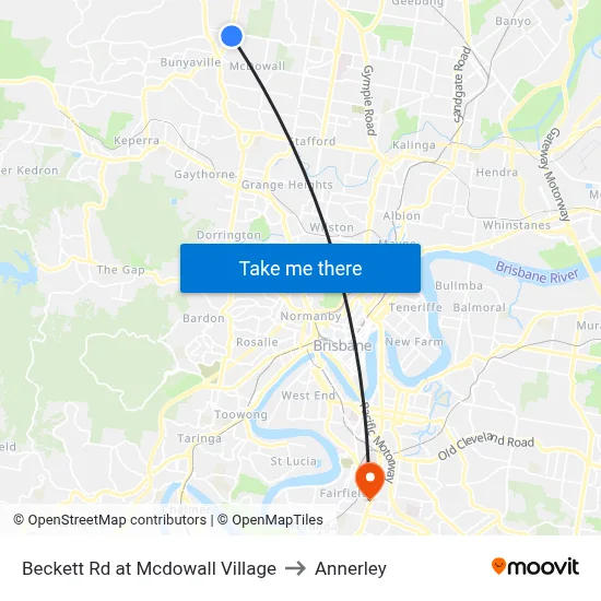 Beckett Rd at Mcdowall Village to Annerley map