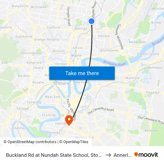 Buckland Rd at Nundah State School, Stop 38a to Annerley map