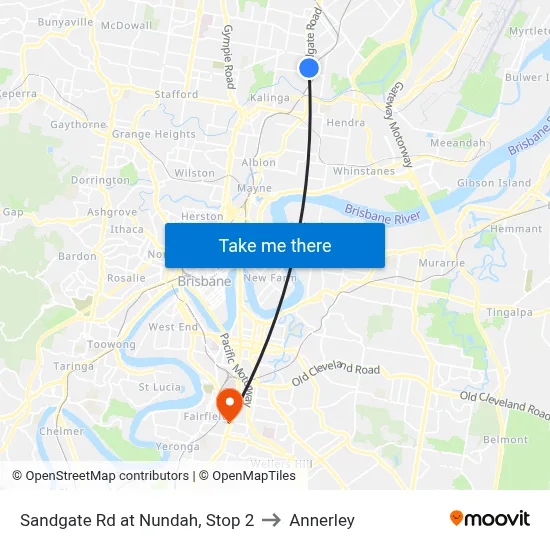Sandgate Rd at Nundah, Stop 2 to Annerley map