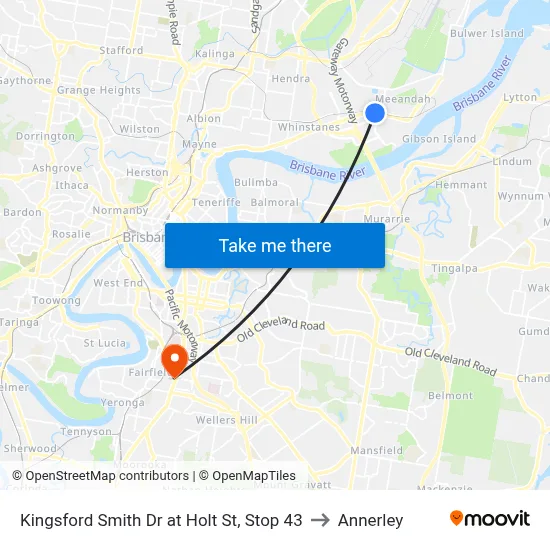 Kingsford Smith Dr at Holt St, Stop 43 to Annerley map