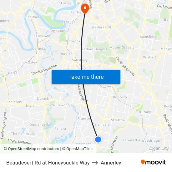 Beaudesert Rd at Honeysuckle Way to Annerley map