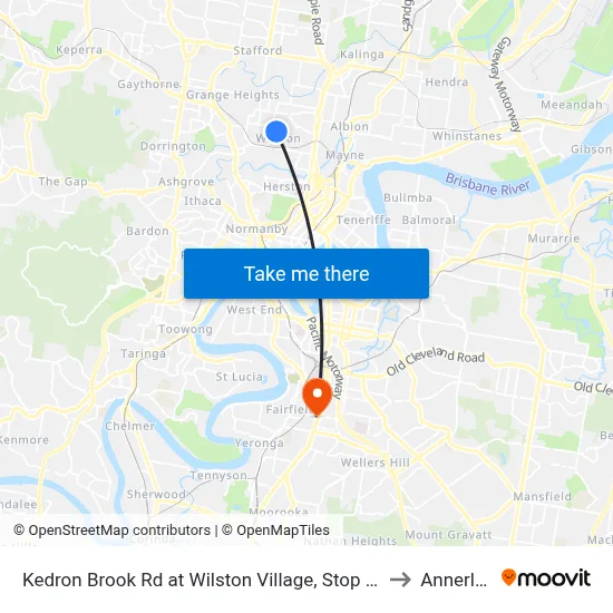 Kedron Brook Rd at Wilston Village, Stop 20 to Annerley map