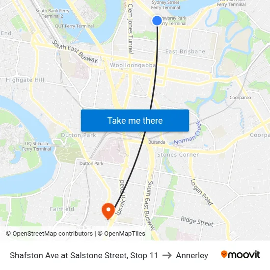 Shafston Ave at Salstone Street, Stop 11 to Annerley map