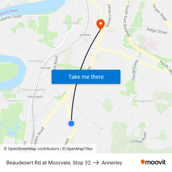 Beaudesert Rd at Moorvale, Stop 32 to Annerley map