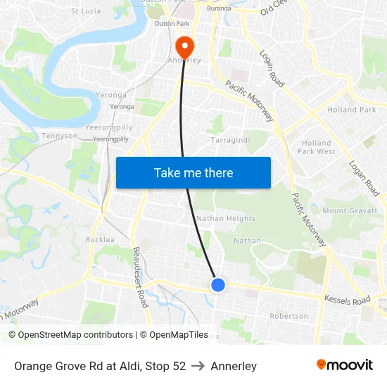 Orange Grove Rd at Aldi, Stop 52 to Annerley map