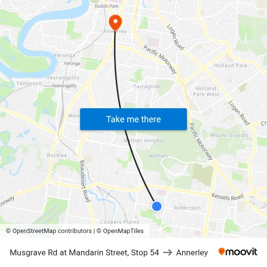 Musgrave Rd at Mandarin Street, Stop 54 to Annerley map