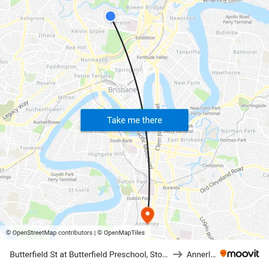 Butterfield St at Butterfield Preschool, Stop 11a to Annerley map