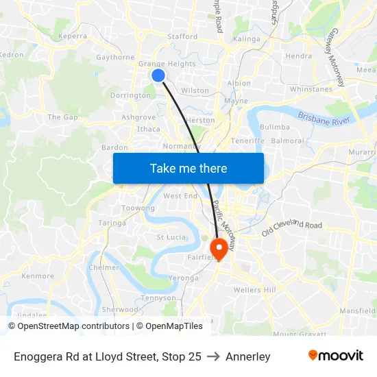 Enoggera Rd at Lloyd Street, Stop 25 to Annerley map