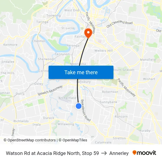 Watson Rd at Acacia Ridge North, Stop 59 to Annerley map