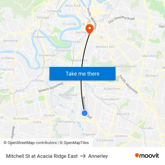 Mitchell St at Acacia Ridge East to Annerley map