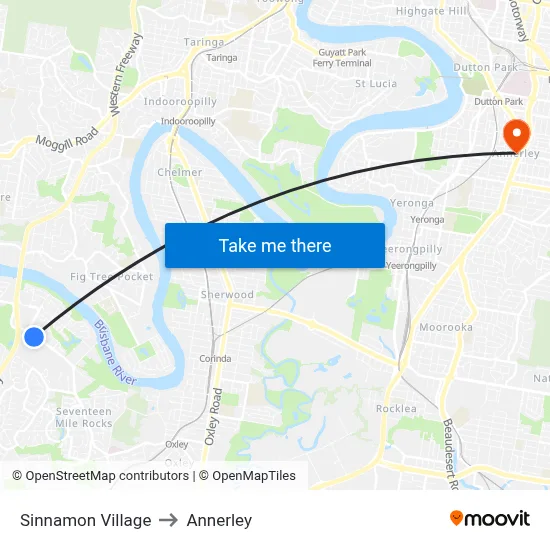 Sinnamon Village to Annerley map