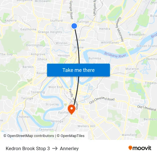 Kedron Brook Stop 3 to Annerley map