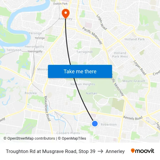 Troughton Rd at Musgrave Road, Stop 39 to Annerley map
