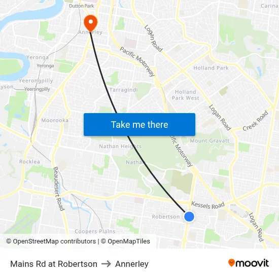 Mains Rd at Robertson to Annerley map