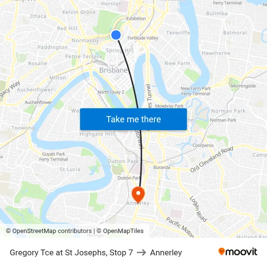 Gregory Tce at St Josephs, Stop 7 to Annerley map