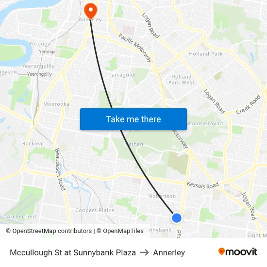 Mccullough St at Sunnybank Plaza to Annerley map