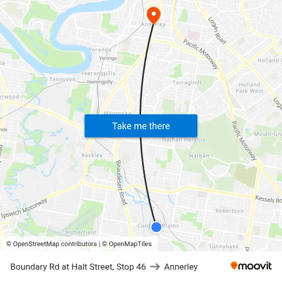 Boundary Rd at Halt Street, Stop 46 to Annerley map