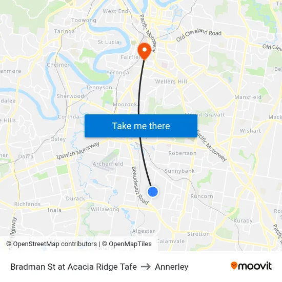 Bradman St at Acacia Ridge Tafe to Annerley map