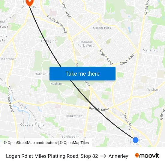 Logan Rd at Miles Platting Road, Stop 82 to Annerley map