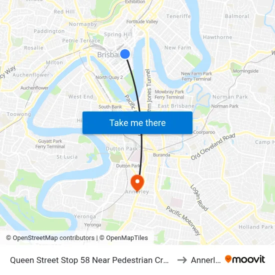 Queen Street Stop 58 Near Pedestrian Crossing to Annerley map