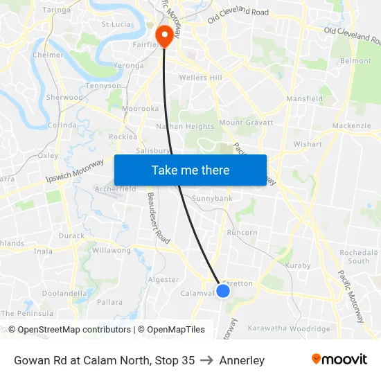 Gowan Rd at Calam North, Stop 35 to Annerley map